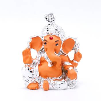 Statuestudio Small Silver Ganpati Idol For Gift Car Dashboard Home