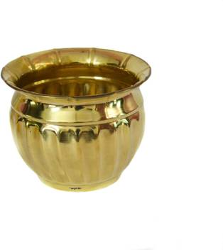 Tangerine Handcrafted Table Top Brass Planter Vase Flower Pot Dia