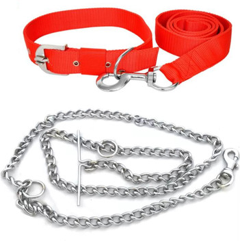 RED DOG BELT WITH DOG CHAIN Dog Collar