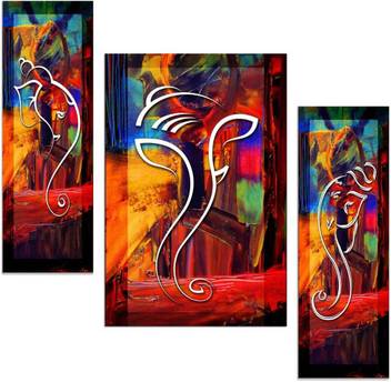 Art Amori Beautiful Ganapati In Abstract Art 3 Piece Mdf