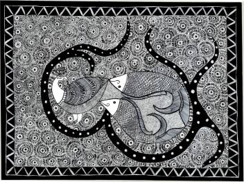 Anshu Mithila Paper Fish Madhubani Painting 30 Cm X 0 1 Cm X 41