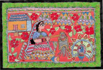 Madhubani Painting Mp0007 Canvas 22 5 Inch X 15 Inch Painting