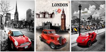 Art Amori Art Amori Red Cars London Three Piece Mdf Painting Digital Reprint 18 Inch X 36 Inch Painting Price In India Buy Art Amori Art Amori Red Cars London Three