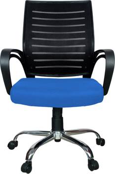 Rajpura Boom Medium Back Revolving Chair With Centre Tilt Mechanism In Blue Fabric And Black Mesh Net Back Fabric Office Executive Chair Price In India Buy Rajpura Boom Medium Back Revolving Chair