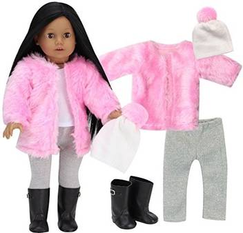 Sophia S Doll Clothes Doll Winter Set Pink Shaggy Doll Coat Doll