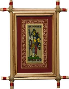 Village Kraft Ardhanarishvara Palm Leaf Painting Framed With Cane Stick Home Decor Gift Item Wall Painting Natural Colors 6 Inch X 4 Inch Painting Price In India Buy Village Kraft Ardhanarishvara
