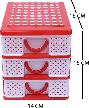 Kuber Industries Plastic Three Layer Drawer Storage Cabinet Box
