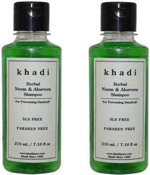 Khadi Pure Herbal Neem And Aloevera Shampoo With No Sls Paraben Pack Of 2 Men Women Price In India Buy Khadi Pure Herbal Neem And Aloevera Shampoo With No
