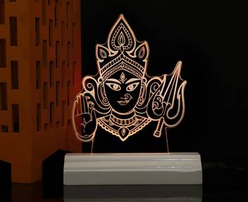 Zuper The Maa Durga 3d Illusion Acrylic Table Lamp Color White