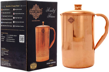 100/% Pure Copper Handmade Jug Water Pitcher 1.5 L With 2 Glasses Storage healthy