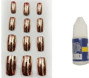 Nail Art 12 Rose Gold Mirror Shine Nails With Professional Nail Glue Rose Gold Price In India Buy Nail Art 12 Rose Gold Mirror Shine Nails With Professional Nail Glue Rose