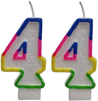 Utkarsh Two Digit Number 44 Rainbow Border Glitter Candle