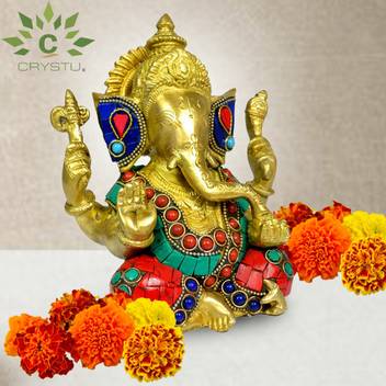 Crystu Brass Ganesh Decorative Showpiece 14 5 Cm Price In India