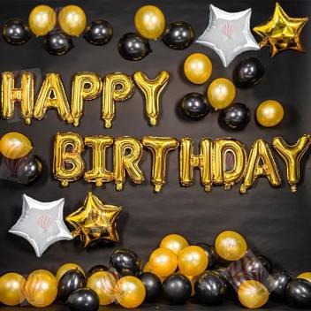 Flipkart Com Partyballoonshk Solid Happy Birthday Gold Black