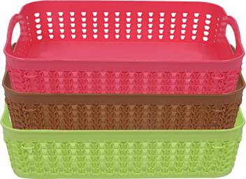 Kuber Industries Plastic 3 Pieces Multipurpose Storage Basket Set