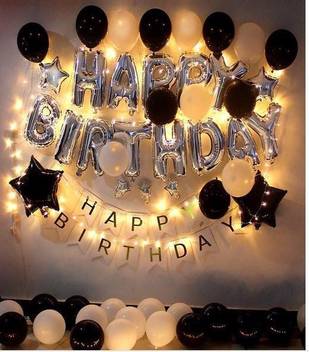 Theme My Party Birthday Decorations Kit Black And Silver Birthday