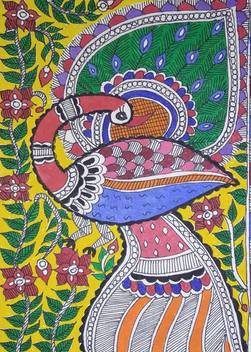 Mithila Painting Madhubani Peacock Painting Acrylic 7 2 Inch X 5 2