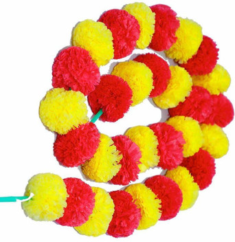 Phool Mala Artificial Flowers Marigold for Home Decoration Free Shipping