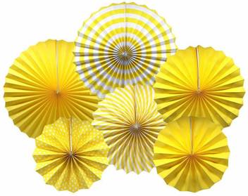 Shopperskart Yellow Paper Fans For First Birthday Anniversary