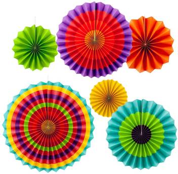 Shopperskart Multicolor Paper Fans For First Birthday Anniversary