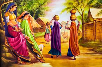 Masstone Rajasthani Panihari Village Women Sparkle Coated Self