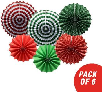 Enjoy Hanging Paper Fans For Christmas Party Decorations Set Price