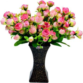 Me You Beautiful Artificial Roses Flower With Pvc Back Vase White
