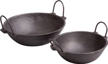 The Indus Valley Cast Iron Cookware Kadai 2 5l Kadai 1 2l Pre Seasoned Black Cookware Set Price In India Buy The Indus Valley Cast Iron Cookware Kadai 2 5l Kadai 1 2l Pre Seasoned Black Cookware