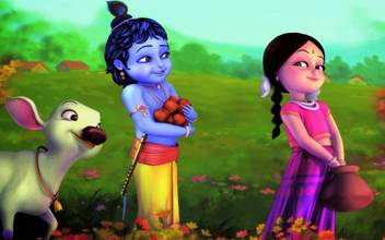 Krishna Cartoon Poster High Resolution 300 Gsm 12 X 18 Paper