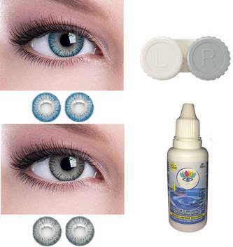 Gold Look Blue Grey Eye Color Changer 3 Pair Contact Lens And Case Monthly Price In India Buy Gold Look Blue Grey Eye Color Changer 3 Pair Contact Lens And Case