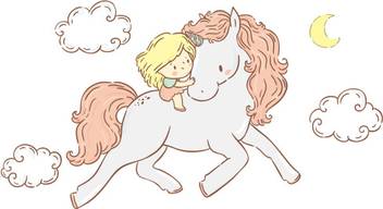 Cute Little Girl And Unicorn Moon Quotes Wall Poster Romantic