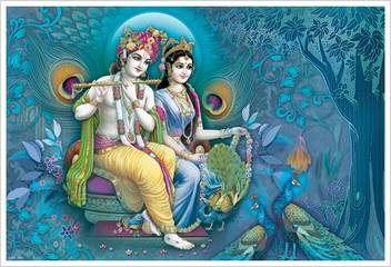 Lord Radha Krishna playing Flute Paper Poster Paper Print - Religious  posters in India - Buy art, film, design, movie, music, nature and  educational paintings/wallpapers at Flipkart.com