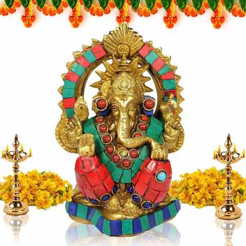 Reiki Crystal Products Brass Sculpture Ganesh Murti Ganpati Murti India God Statue Ganesha Statue Lord Idol For Home Decor And Office Table Wall Slab Decorative Showpiece 13 5 Cm Price In Ganesh decoration items at cheapest prices only at nj's in hyderabad. flipkart