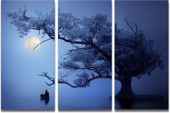Studioedit Moon In The Night Landscape Paintings Set Of 3