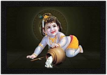 Art Amori Natkhat Bal Krishna Painting With Synthetic Frame