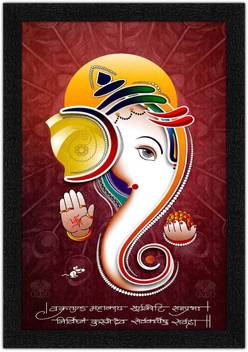 Art Amori Face Of Shri Ganesha Painting With Synthetic Frame
