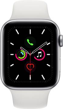 Apple Watch Series 5 Gps 44 Mm Silver Aluminium Case With White Sport Band Price In India Buy Apple Watch Series 5 Gps 44 Mm Silver Aluminium Case With White Sport