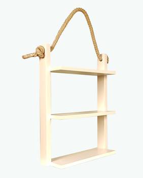 Lycka Wood Wall Mounted Rope Hanging 3 Shelf For Kitchen And