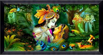 Catalogwala Radha Krishna Wall Art Frame Painting Digital Reprint