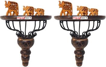Buzykart Buzykart Beautiful Wrought Iron Wall Hanging Shelve A Unique Wall Decor Pack Of 2 Wooden Wall Shelf Price In India Buy Buzykart Buzykart Beautiful Wrought Iron Wall Hanging Shelve A