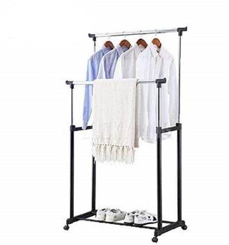 Vdnsi Steel Floor Cloth Dryer Stand Stainless Steel Double Pole Cloth Drying Display Rack With Wheel Price In India Buy Vdnsi Steel Floor Cloth Dryer Stand Stainless Steel Double Pole Cloth