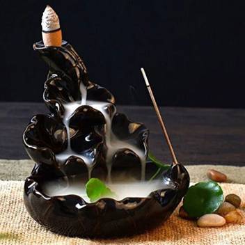 Craft Junction Handcrafted Fountain Shape Smoke Backflow Cone Incense Holder Decorative Showpiece 11 Cm