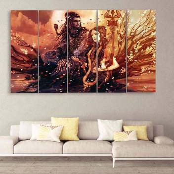 Casperme Multiple Frames Shiv Parvati Wall Painting Ink 30 Inch X
