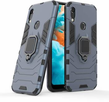 Accessories Kart Back Cover For Huawei Y6prime 2019 Robot Case With Kick Stand Blue Accessories Kart Flipkart Com