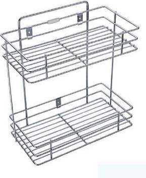 Hexa Gold Double Layer Wall Mounted Kitchen Rack Kitchen