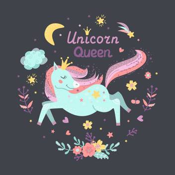 Kd Unicorn Queen Sticker Poster Night Moon Poster Paper Print