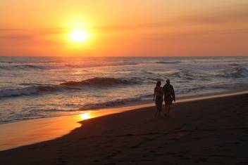 Kd Couple Walking In Beach Poster Night Moon Poster Paper Print