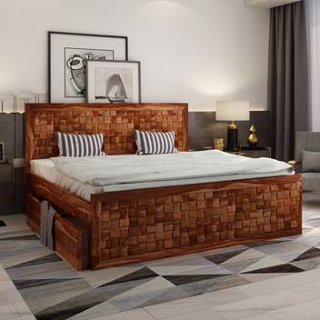 Home Edge Sheesham Wood Solid Wood King Drawer Bed Price In India