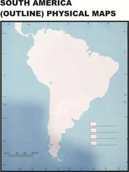 South America Outline Physical Practice Maps Paper Print Maps