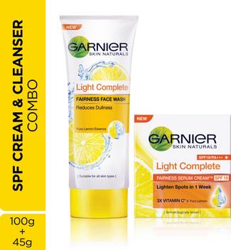 Garnier Skin Naturals Light Complete Combo Facewash And Serum Cream Spf 19 Price In India Buy Garnier Skin Naturals Light Complete Combo Facewash And Serum Cream Spf 19 Online At Flipkart Com